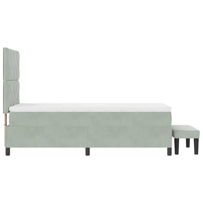 Letto a molle con materasso Grigio chiaro 100 x 200 cm Velluto