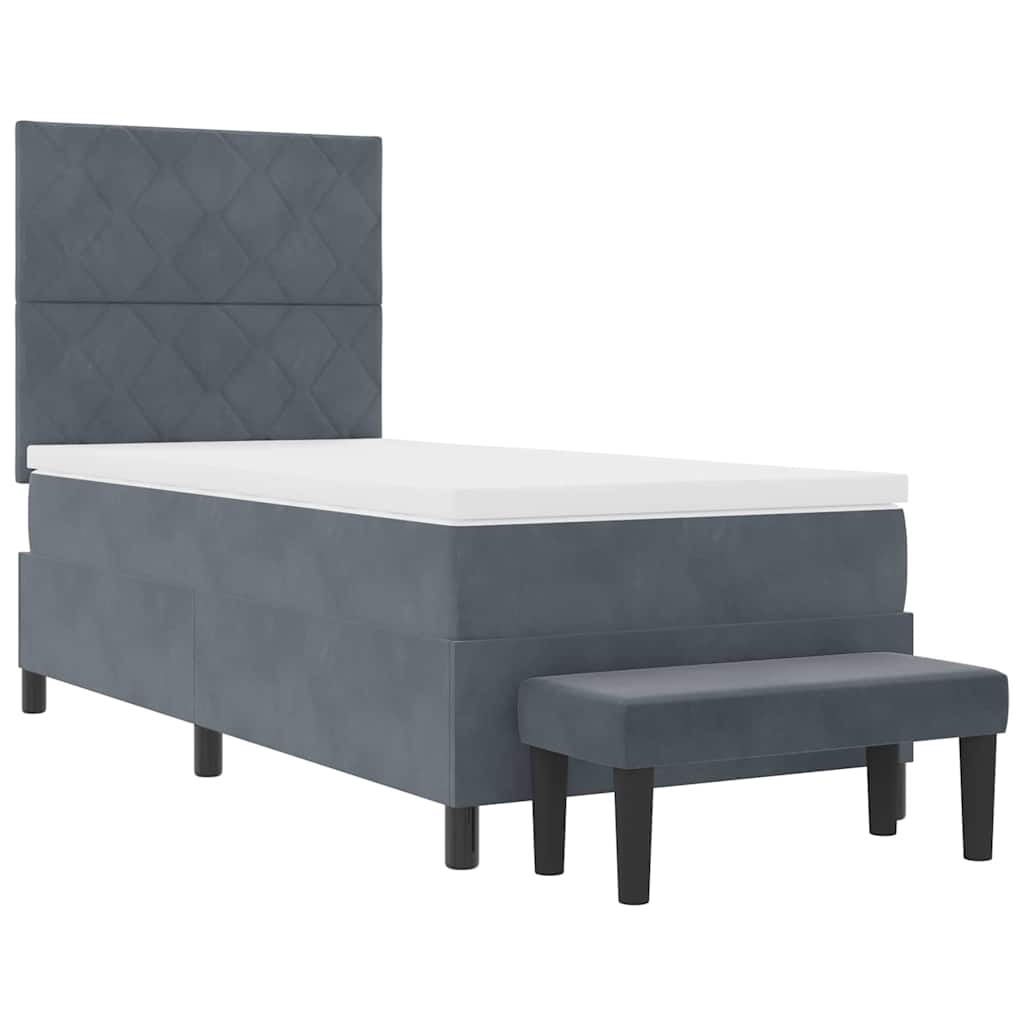 Letto a molle con materasso Grigio scuro 100 x 200 cm Velluto