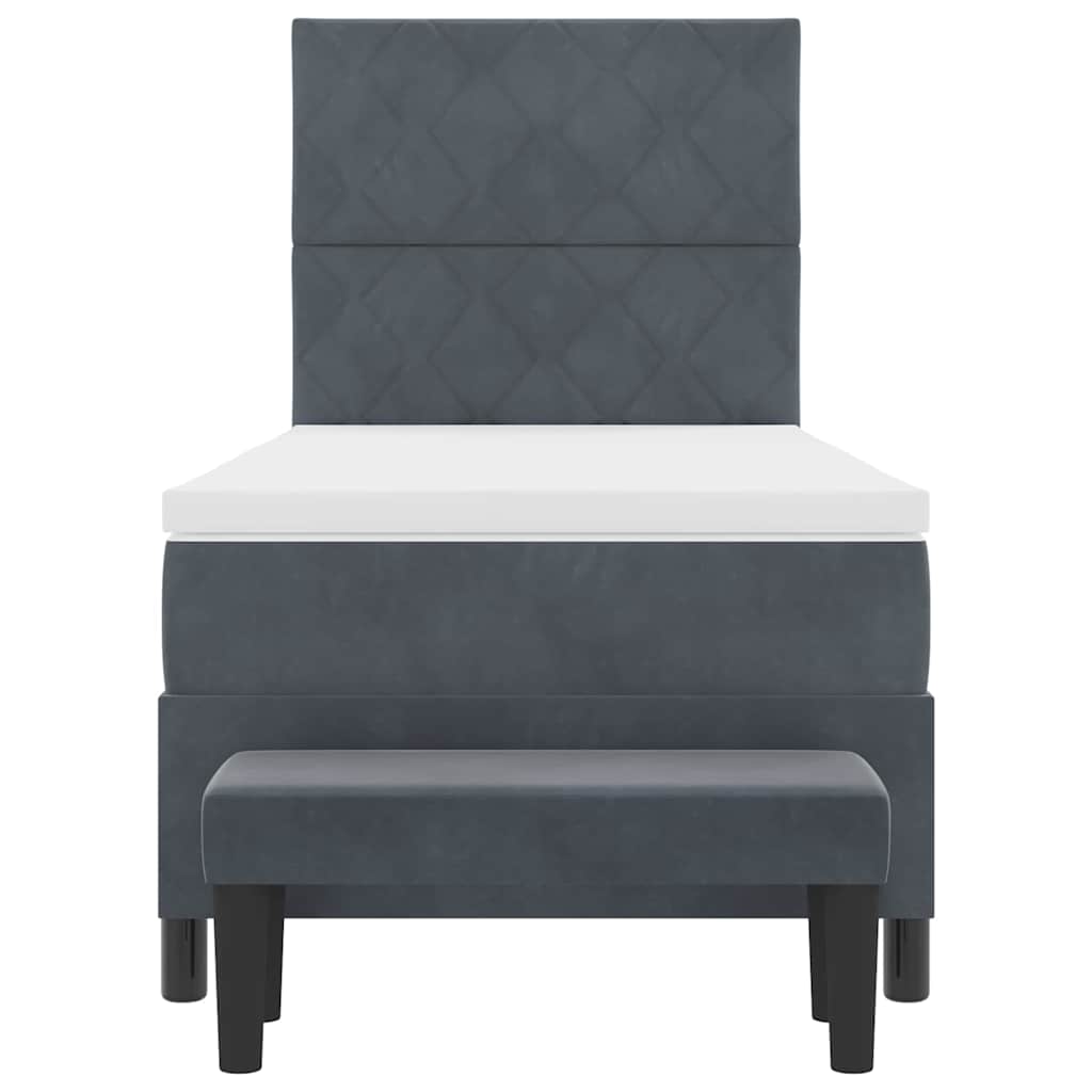 Letto a molle con materasso Grigio scuro 100 x 200 cm Velluto