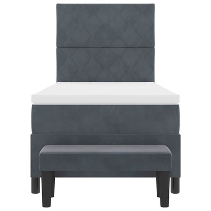 Letto a molle con materasso Grigio scuro 100 x 200 cm Velluto