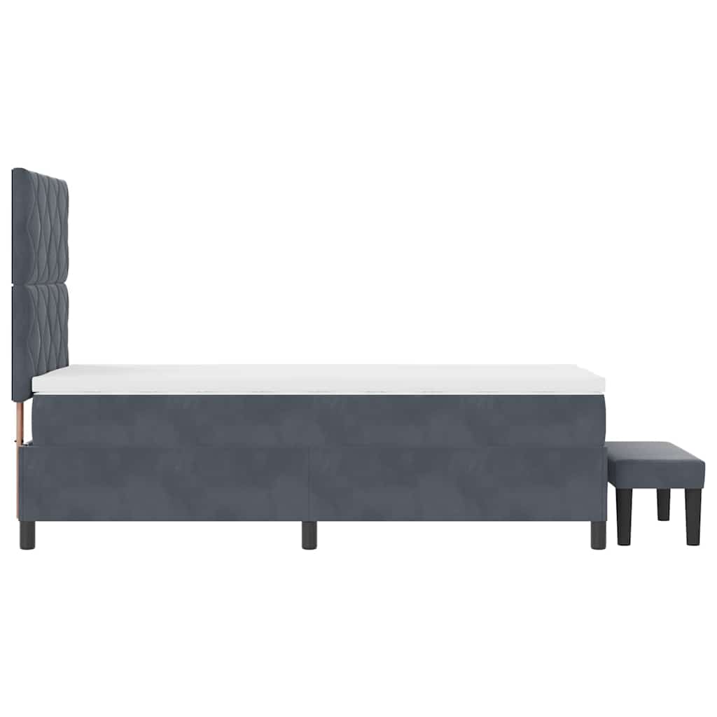 Letto a molle con materasso Grigio scuro 100 x 200 cm Velluto