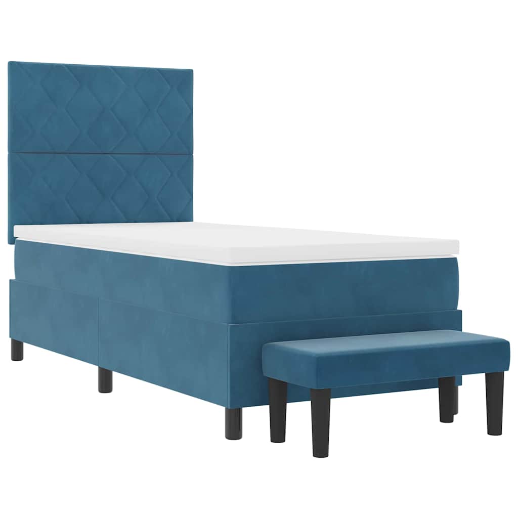Letto a molle con testiera Blu scuro 200 x 100 cm Velluto | homemem39
