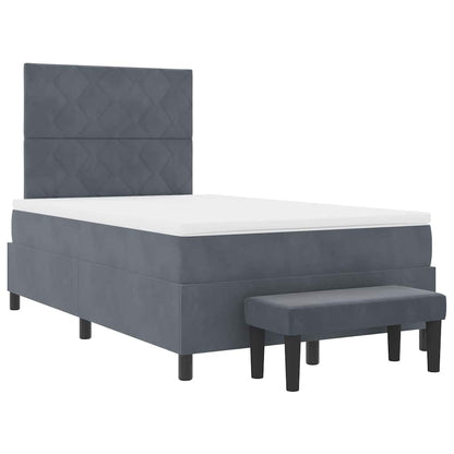 Letto a molle con materasso Grigio scuro 120 x 200 cm Velluto