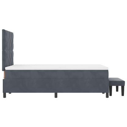 Letto a molle con materasso Grigio scuro 120 x 200 cm Velluto