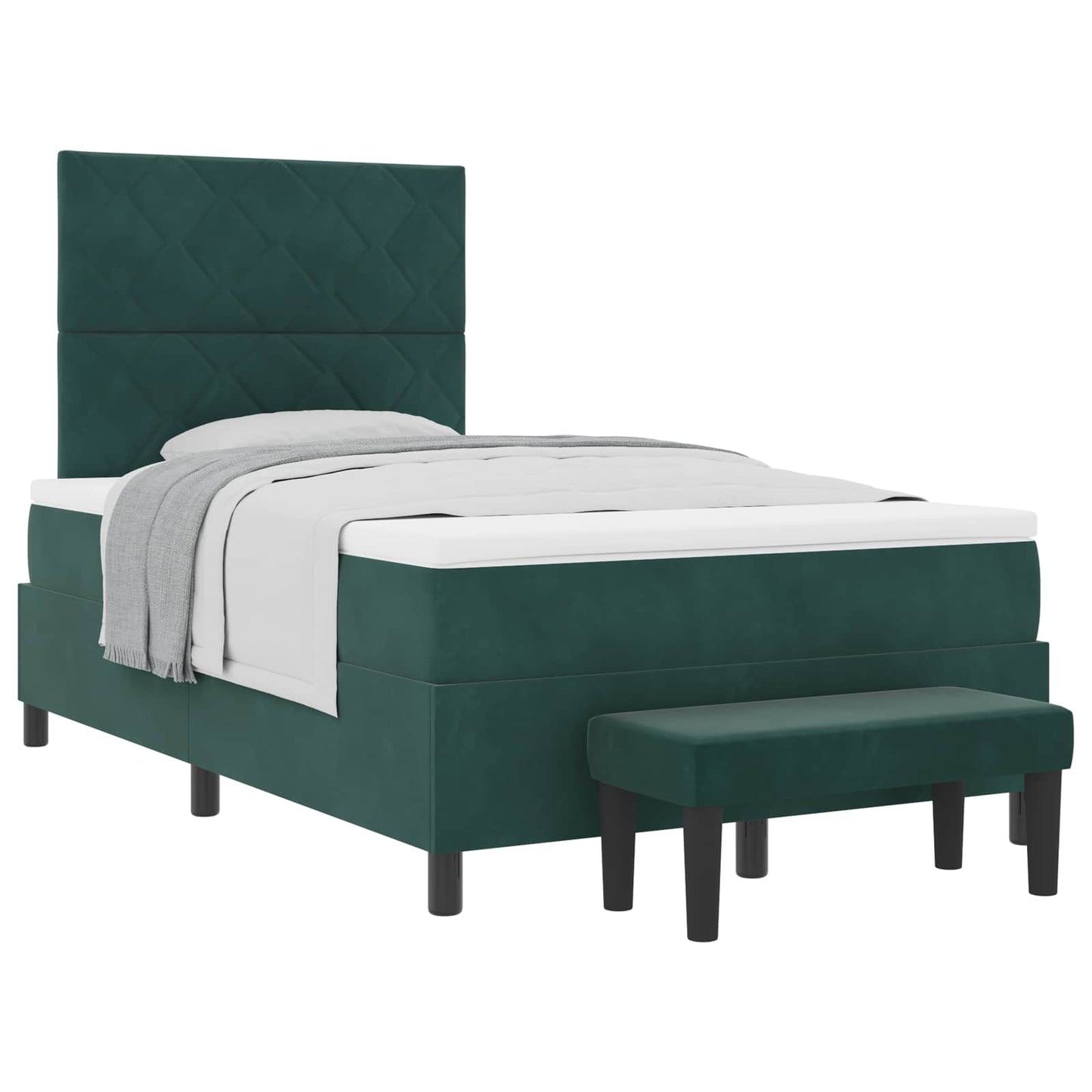 Letto a molle con materasso Verde scuro 120 x 200 cm Velluto