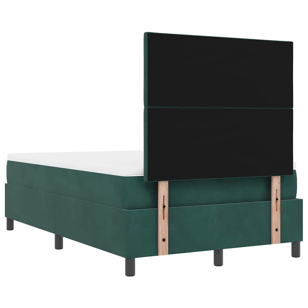 Letto a molle con materasso Verde scuro 120 x 200 cm Velluto