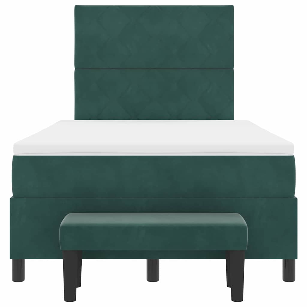 Letto a molle con materasso Verde scuro 120 x 200 cm Velluto