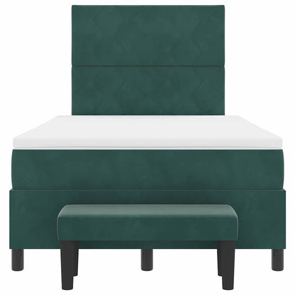 Letto a molle con materasso Verde scuro 120 x 200 cm Velluto