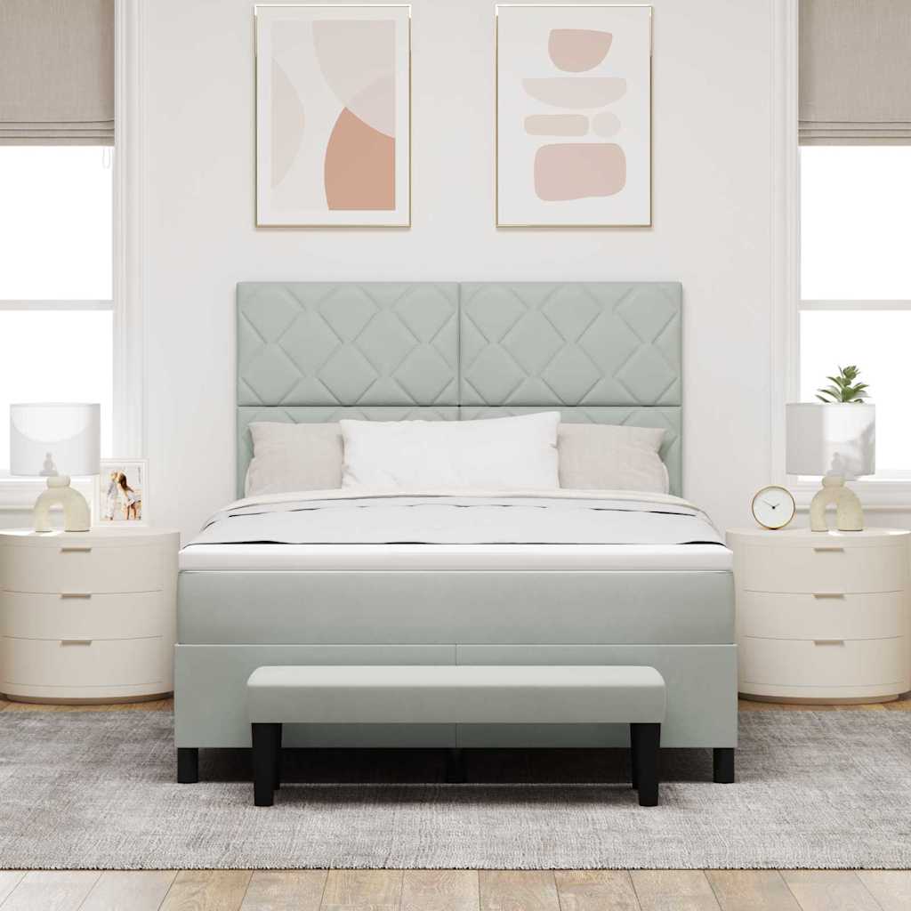 Letto a molle con testiera Grigio chiaro 190 x 140 cm Velluto | homemem39