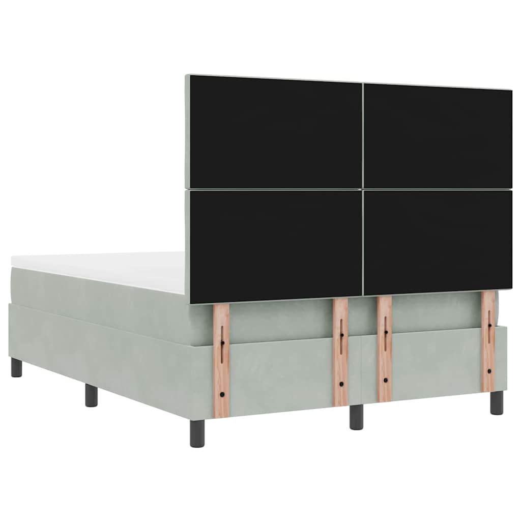 Letto a molle con testiera Grigio chiaro 190 x 140 cm Velluto | homemem39