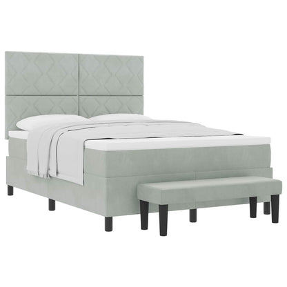 Letto a molle con materasso Grigio chiaro 140 x 200 cm Velluto
