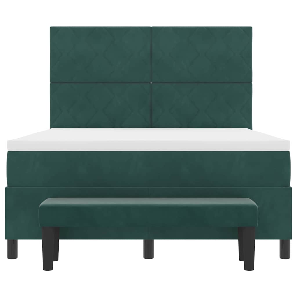 Letto a molle con testiera Verde Scuro 200 x 140 cm Velluto | homemem39