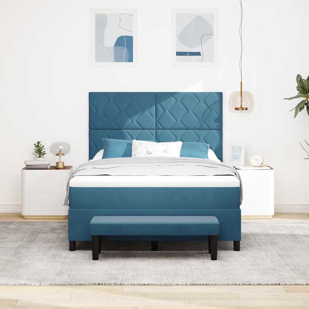 Letto a molle con testiera Blu scuro 200 x 140 cm Velluto | homemem39