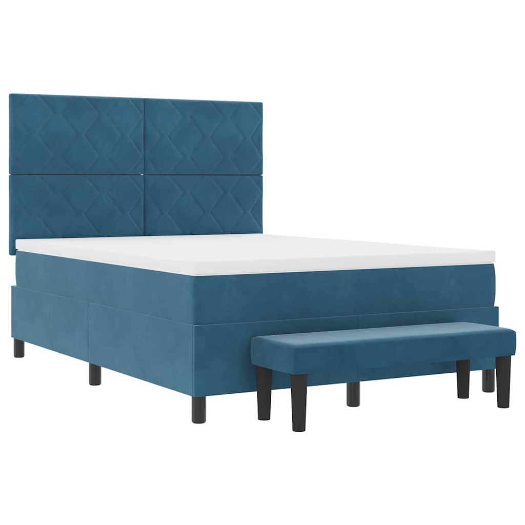 Letto a molle con testiera Blu scuro 200 x 140 cm Velluto | homemem39