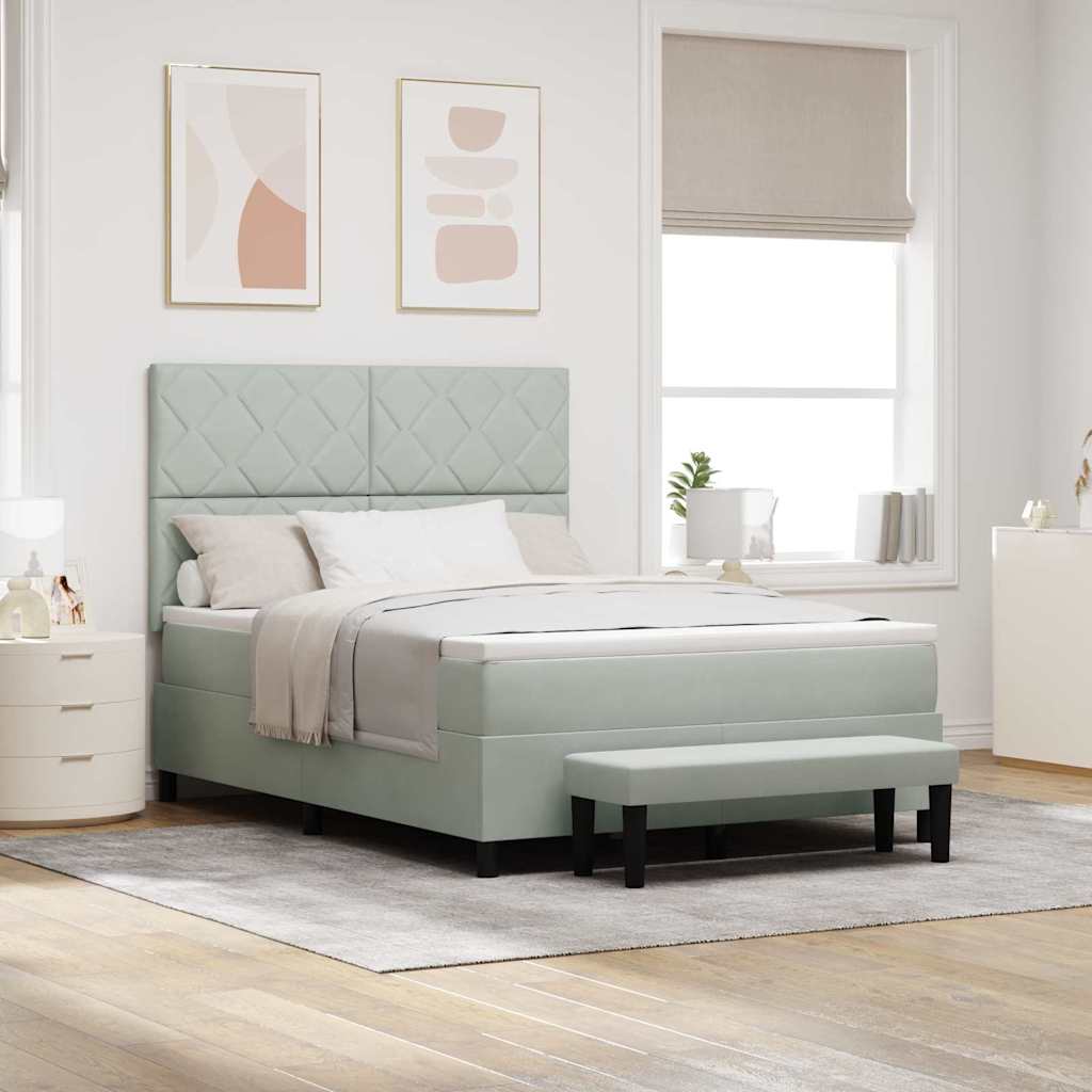 Letto a molle con testiera Grigio chiaro 200 x 160 cm Velluto
