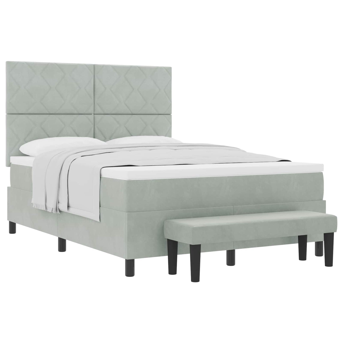 Letto a molle con testiera Grigio chiaro 200 x 160 cm Velluto