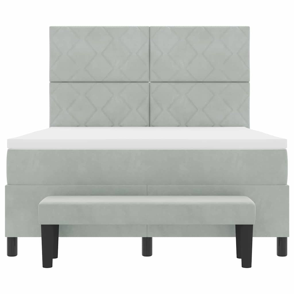 Letto a molle con testiera Grigio chiaro 200 x 160 cm Velluto | homemem39