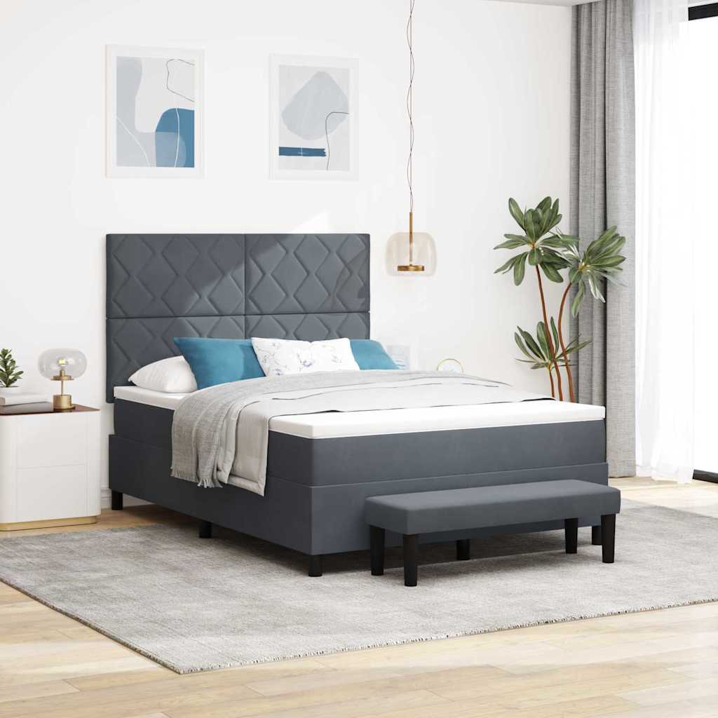 Letto a molle con testiera Grigio scuro 200 x 160 cm Velluto | homemem39