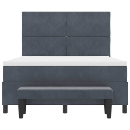 Letto a molle con testiera Grigio scuro 200 x 160 cm Velluto | homemem39