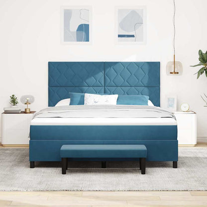 Letto a molle con testiera Blu scuro 200 x 180 cm Velluto