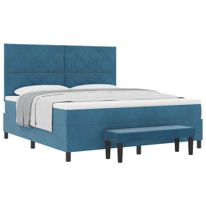 Letto a molle con testiera Blu scuro 200 x 180 cm Velluto