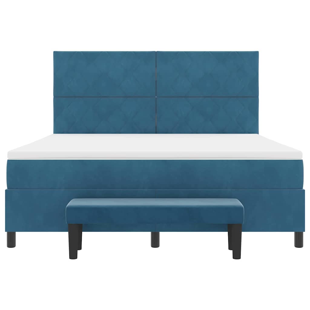 Letto a molle con testiera Blu scuro 200 x 180 cm Velluto