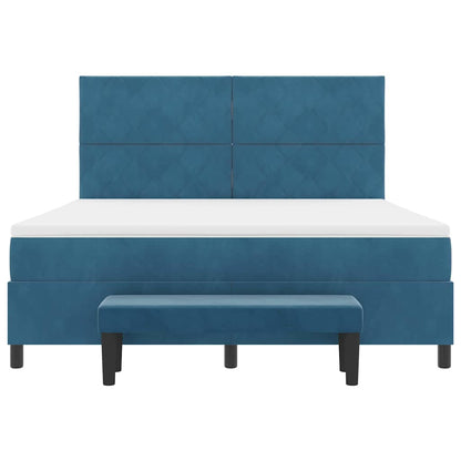 Letto a molle con testiera Blu scuro 200 x 180 cm Velluto