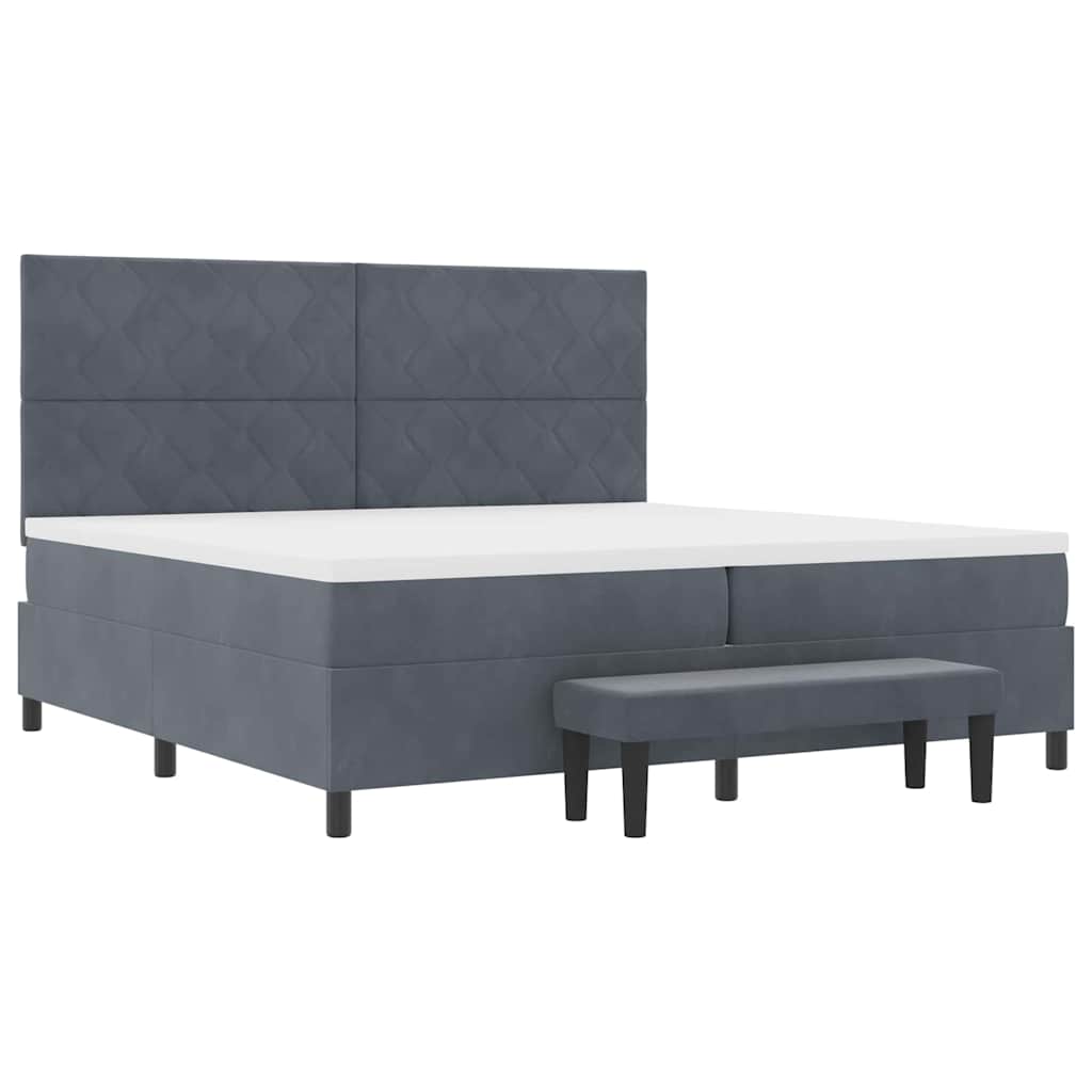 Letto a molle con materasso Grigio scuro 200 x 200 cm Velluto
