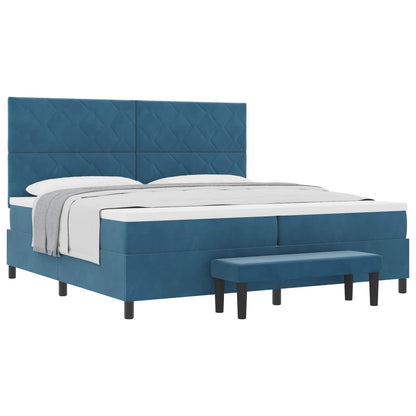 Letto a molle con testiera Blu scuro 200 x 200 cm Velluto | homemem39