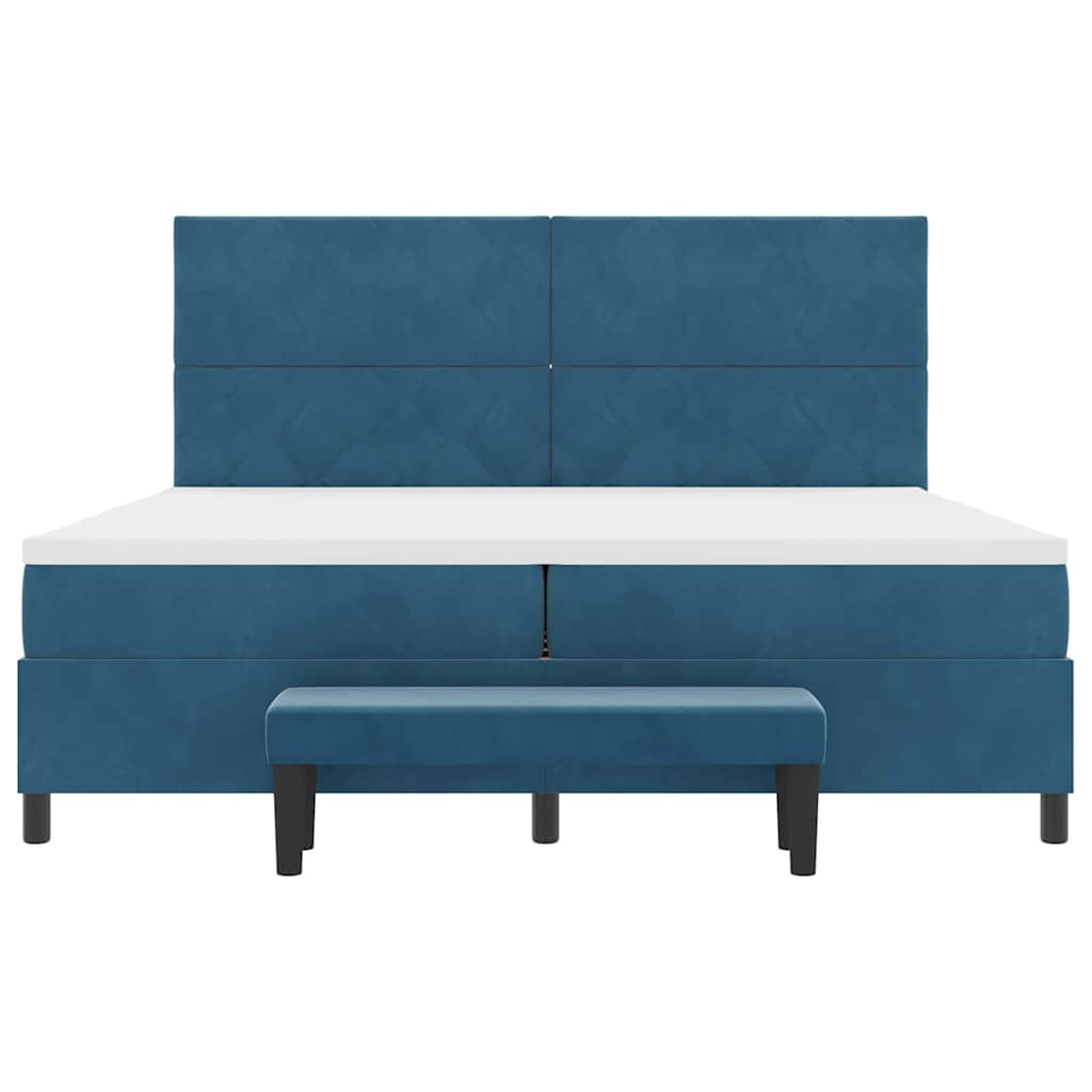 Letto a molle con testiera Blu scuro 200 x 200 cm Velluto | homemem39