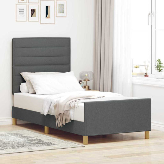 Struttura del letto Grigio scuro 80 x 200 cm Tessuto | homemem39