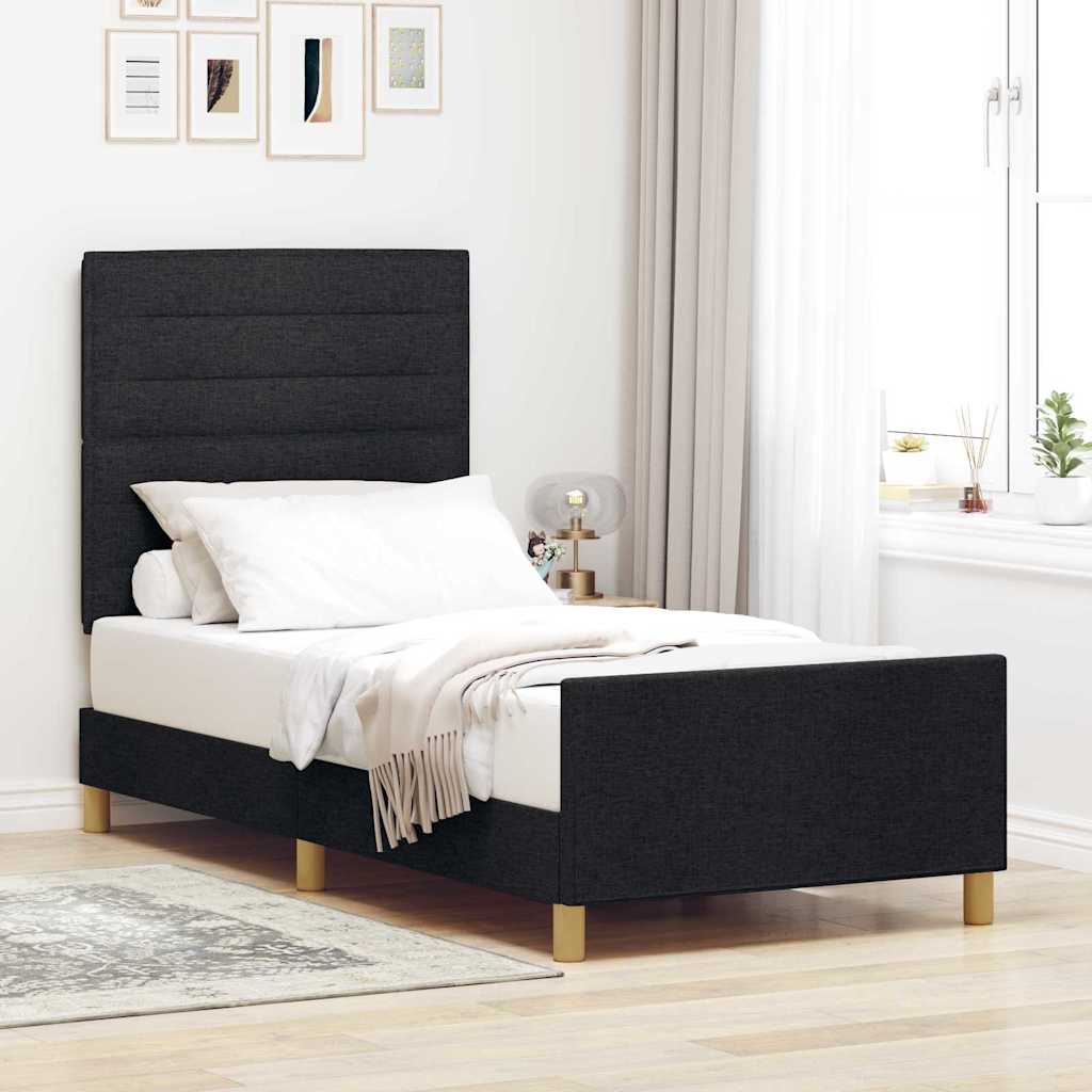 Struttura del letto con testiera Nero 80 x 200 cm Tessuto | homemem39