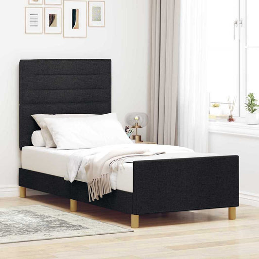 Struttura del letto con testiera Nero 80 x 200 cm Tessuto | homemem39