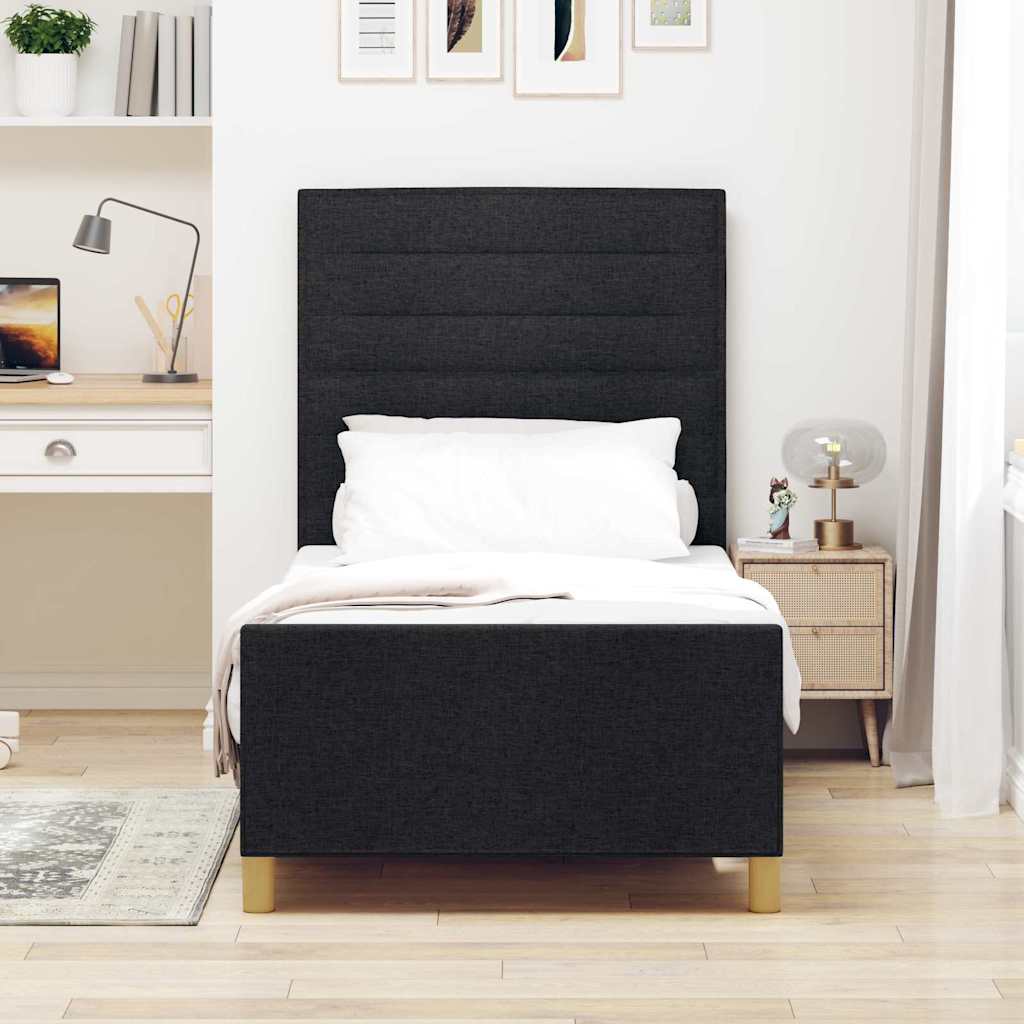 Struttura del letto con testiera Nero 80 x 200 cm Tessuto | homemem39