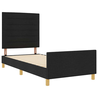 Struttura del letto con testiera Nero 90 x 200 cm Tessuto | homemem39