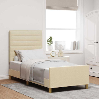 Struttura del letto con testiera Crema 90 x 200 cm Tessuto | homemem39