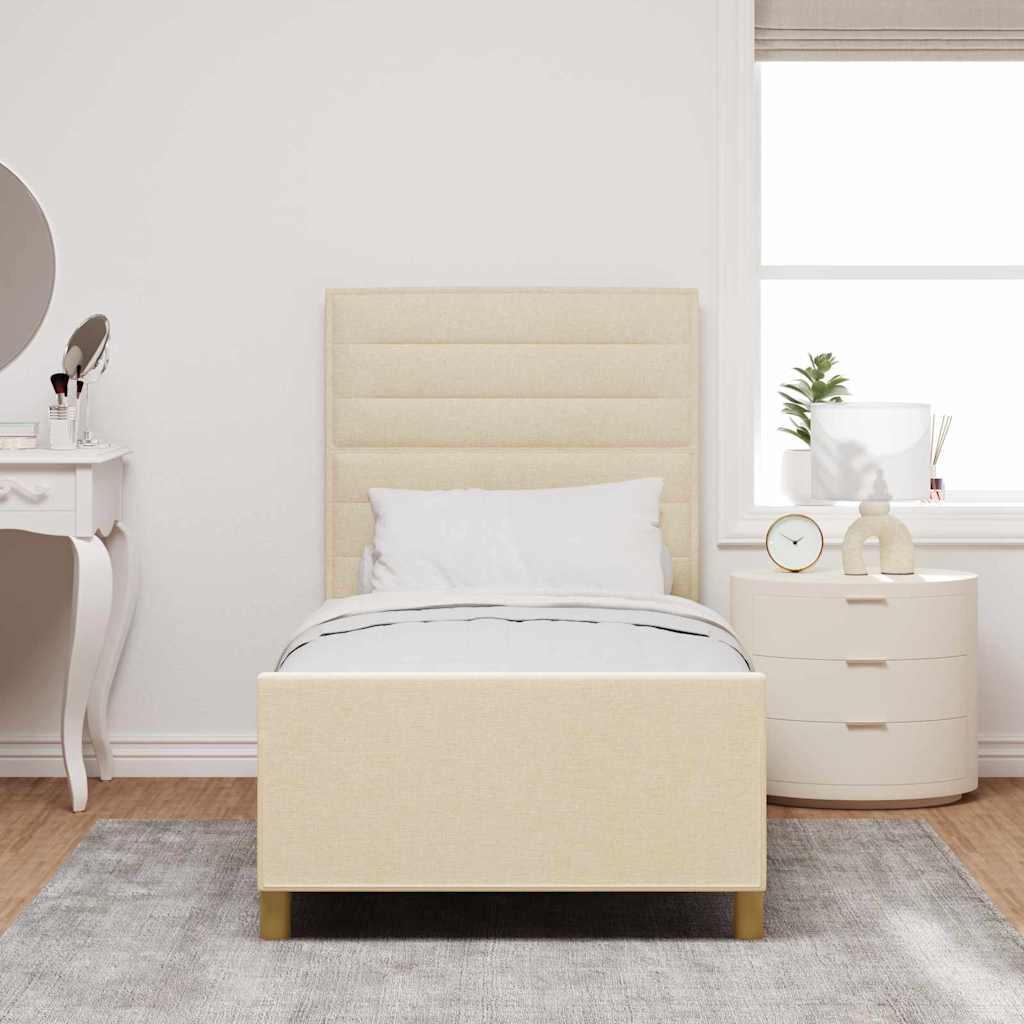 Struttura del letto con testiera Crema 90 x 200 cm Tessuto | homemem39