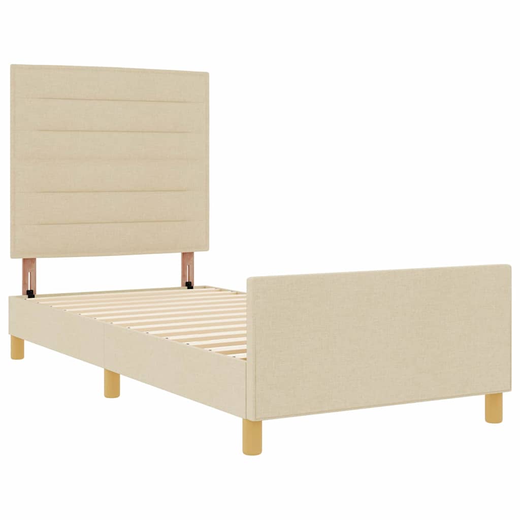 Struttura del letto con testiera Crema 90 x 200 cm Tessuto | homemem39
