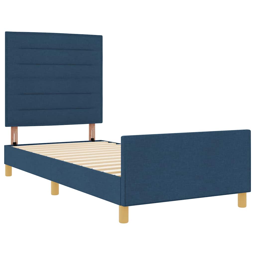 Struttura del letto con testiera Blu 90 x 200 cm Tessuto | homemem39