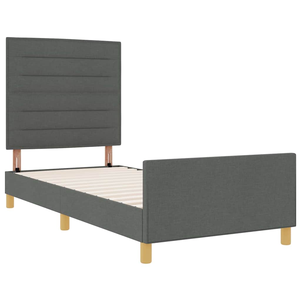 Struttura del letto Grigio scuro 100 x 200 cm Tessuto | homemem39