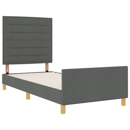 Struttura del letto Grigio scuro 100 x 200 cm Tessuto | homemem39