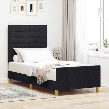 Struttura del letto con testiera Nero 100 x 200 cm Tessuto | homemem39