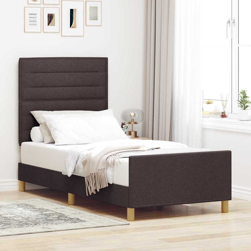 Struttura del letto Marrone scuro 100 x 200 cm Tessuto | homemem39