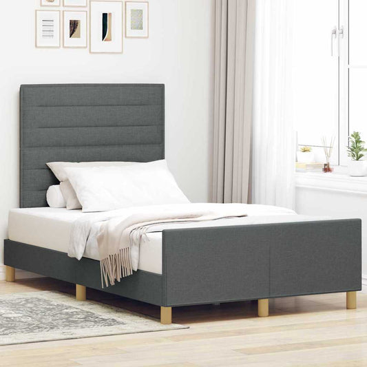 Struttura del letto Grigio scuro 120 x 200 cm Tessuto | homemem39