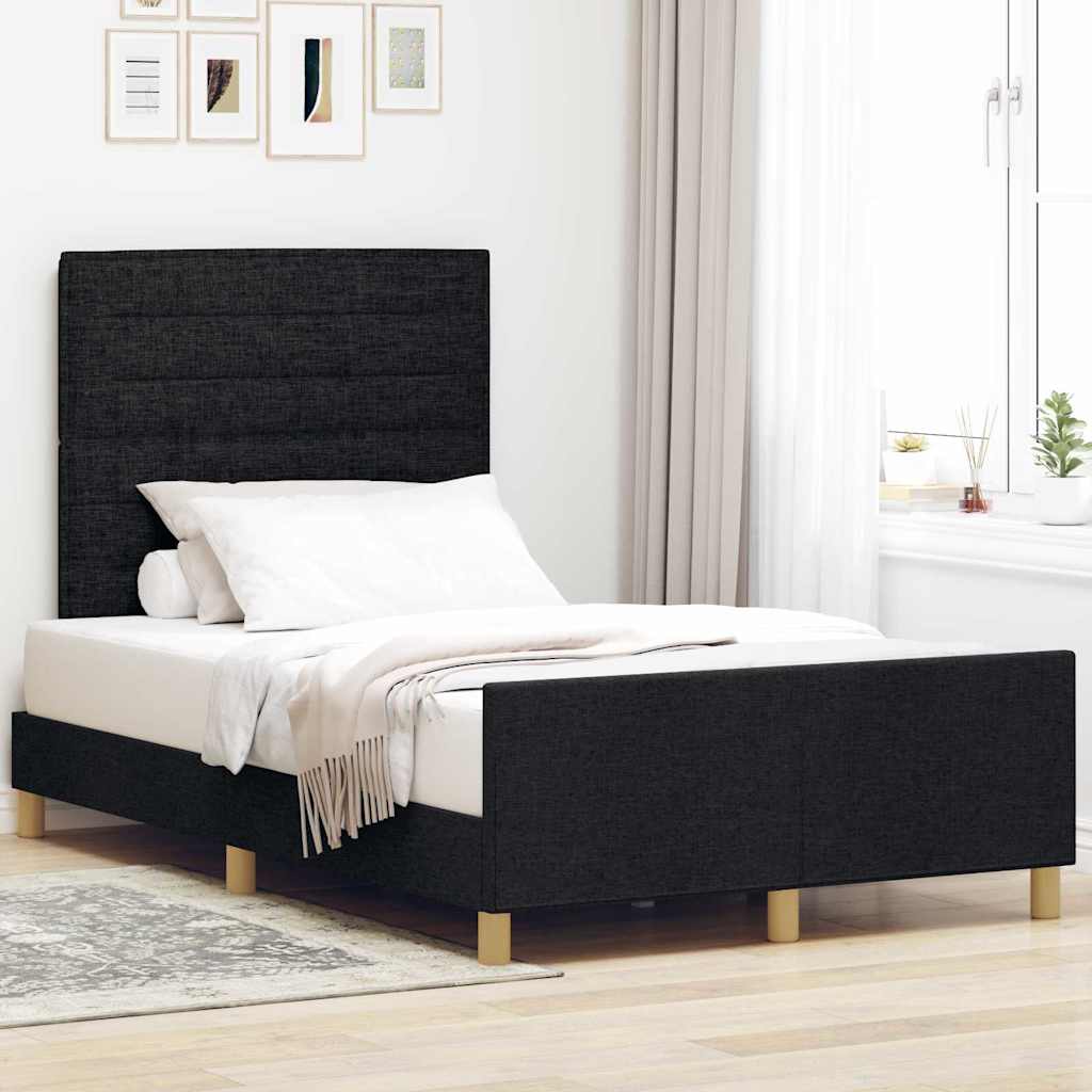 Struttura del letto con testiera Nero 120 x 200 cm Tessuto | homemem39