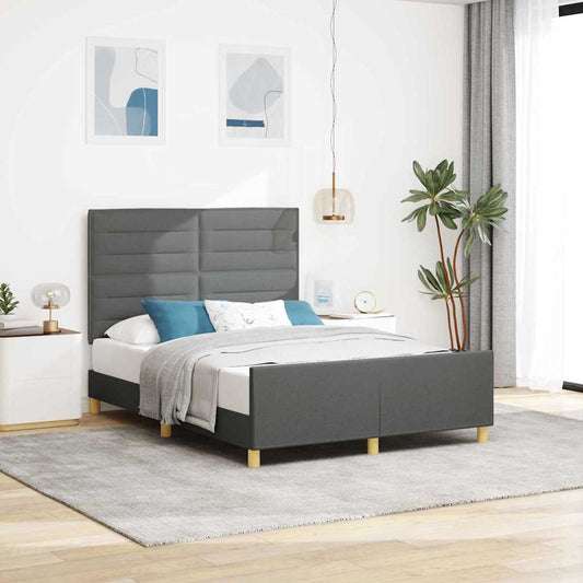 Struttura del letto Grigio scuro 140 x 190 cm Tessuto | homemem39