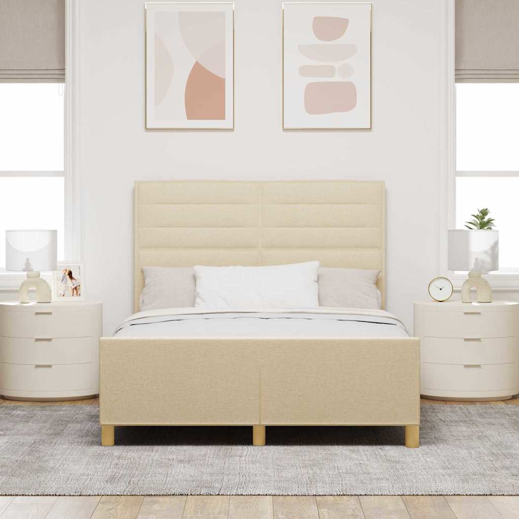 Struttura del letto con testiera Crema 140 x 190 cm Tessuto | homemem39