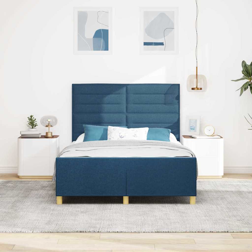 Struttura del letto con testiera Blu 140 x 190 cm Tessuto | homemem39