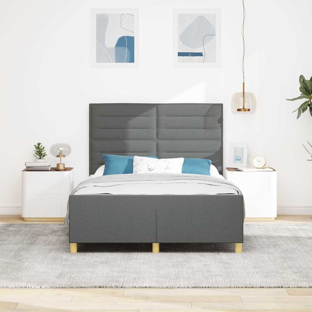 Struttura del letto Grigio scuro 140 x 200 cm Tessuto | homemem39