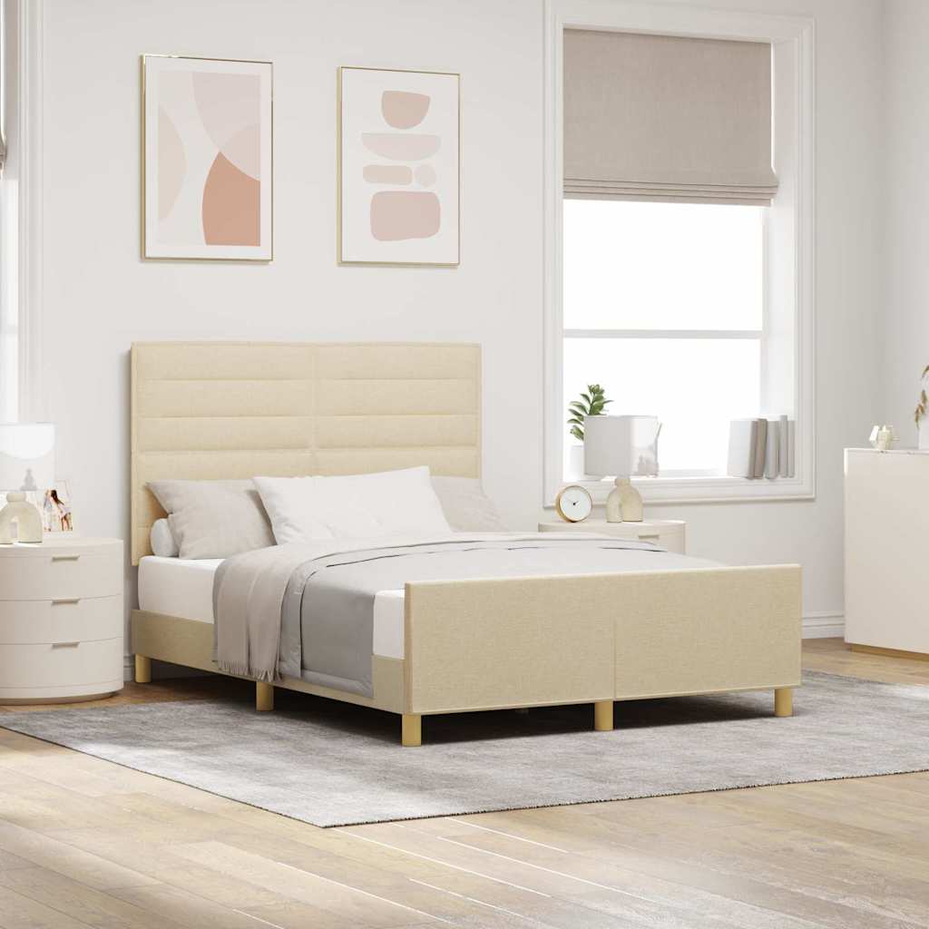 Struttura del letto con testiera Crema 140 x 200 cm Tessuto | homemem39